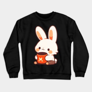 Kawaii bunny drinking hot chocolate Crewneck Sweatshirt